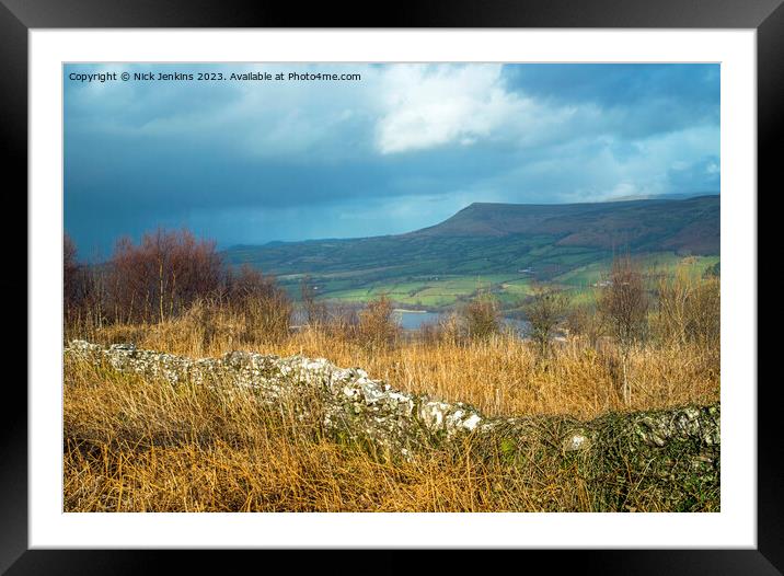 View from Allt yr Esgair to Mynydd Troed Framed Mounted Print by Nick Jenkins