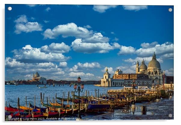 Gondolas and Santa Maria della Salute, Venice, Ita Acrylic by Luigi Petro