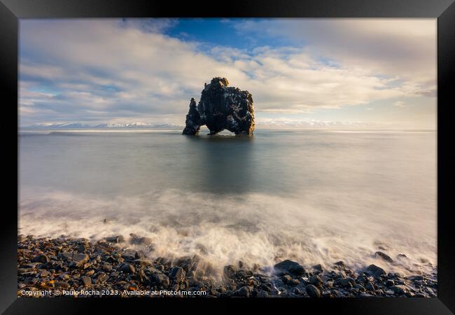 Hvitserkur rock formation in northern icelandic coast Framed Print by Paulo Rocha