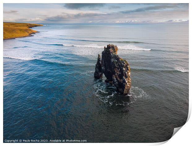 Hvitserkur rock formation in northern icelandic coast Print by Paulo Rocha