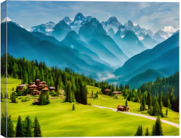 Enchanted Alpine Hamlet Canvas Print by Roger Mechan