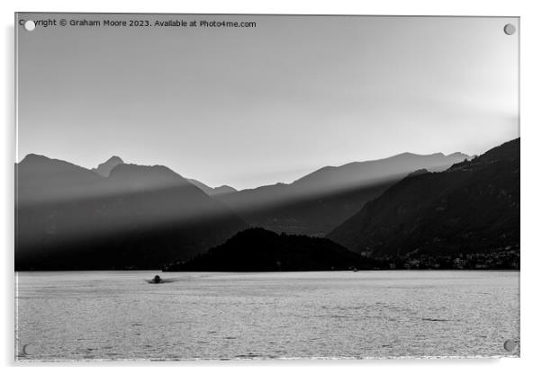 Lake Como sunbeams monochrome Acrylic by Graham Moore