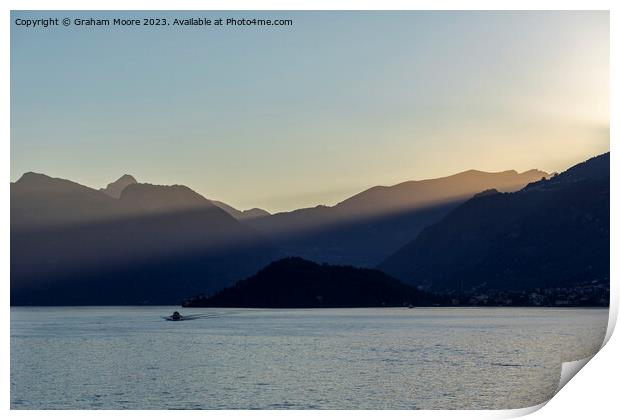 Lake Como sunbeams Print by Graham Moore