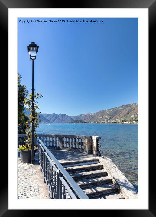 Lake Como boat landing Framed Mounted Print by Graham Moore