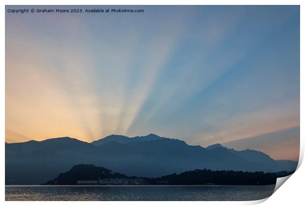 Lake Como morning blue hour Print by Graham Moore