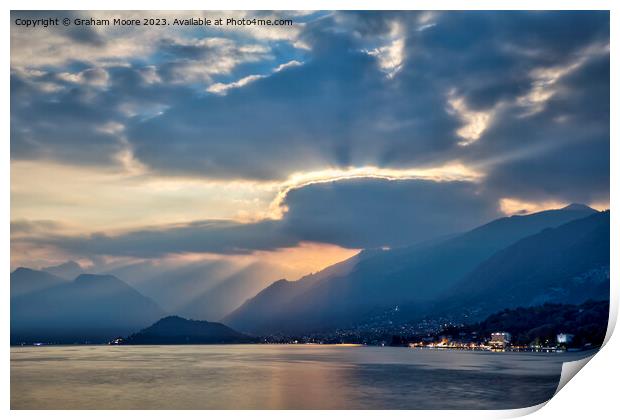 Lake Como late eveninng Print by Graham Moore