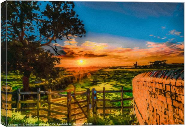 Sunset in Braunston Canvas Print by Anthony Moore