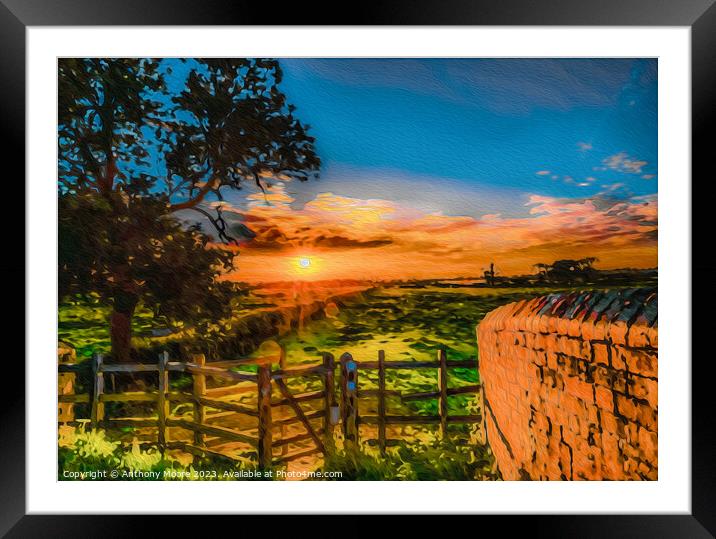 Sunset in Braunston Framed Mounted Print by Anthony Moore
