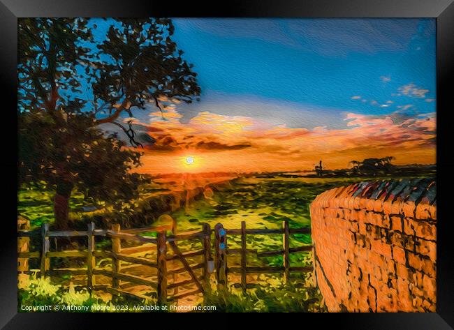 Sunset in Braunston Framed Print by Anthony Moore