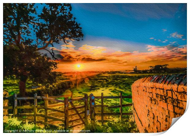 Sunset in Braunston Print by Anthony Moore