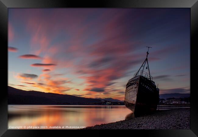 Corpach Shipwreck Framed Print by phil pace