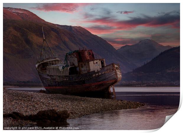 Corpach Shipwreck Print by phil pace