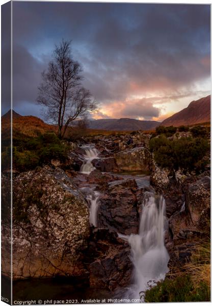 Buachaille Etive Mòr Waterfall Canvas Print by phil pace
