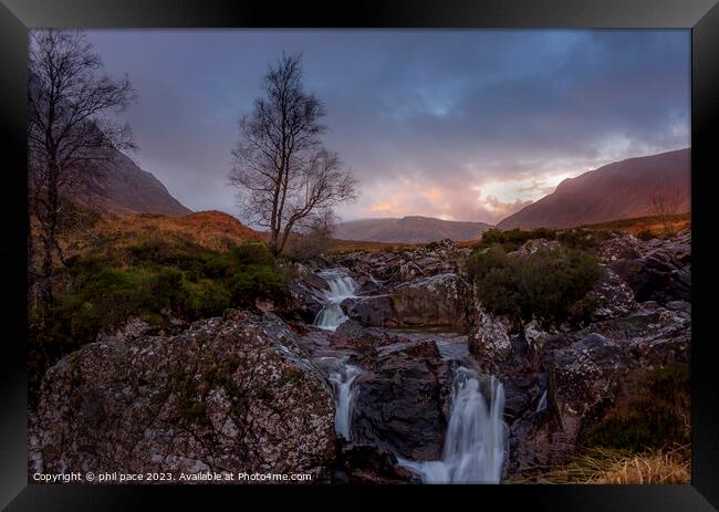 Buachaille Etive Mòr Waterfall Framed Print by phil pace
