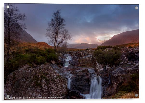 Buachaille Etive Mòr Waterfall Acrylic by phil pace