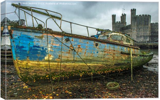 Old Boat Moored at Caernarfon  Canvas Print by Nick Jenkins