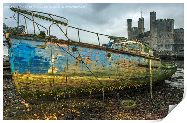 Old Boat Moored at Caernarfon  Print by Nick Jenkins