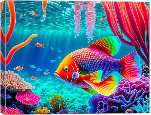 Vibrant Aquatic Life Canvas Print by Roger Mechan