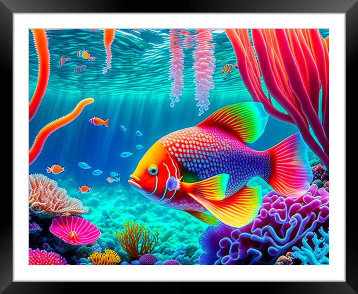 Vibrant Aquatic Life Framed Mounted Print by Roger Mechan