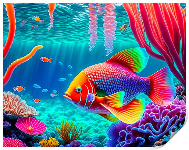 Vibrant Aquatic Life Print by Roger Mechan