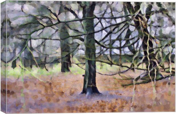 Winter Woodland Oil Painting Effect Canvas Print by Glen Allen