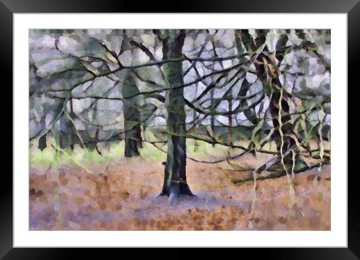 Winter Woodland Oil Painting Effect Framed Mounted Print by Glen Allen