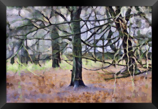 Winter Woodland Oil Painting Effect Framed Print by Glen Allen