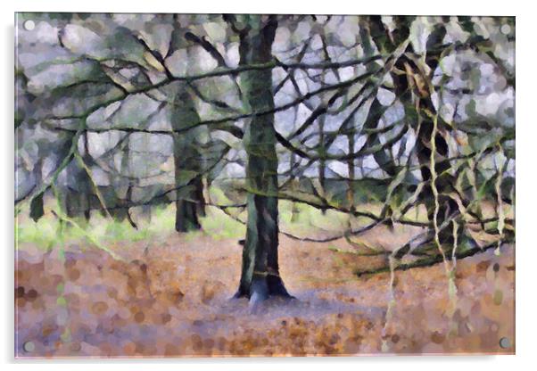 Winter Woodland Oil Painting Effect Acrylic by Glen Allen