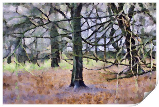 Winter Woodland Oil Painting Effect Print by Glen Allen