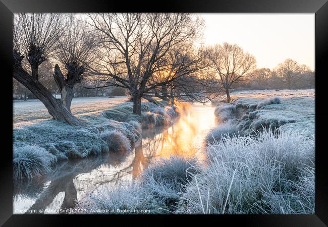 Frosty Sunrise at Beverley Brook Framed Print by Sarah Smith