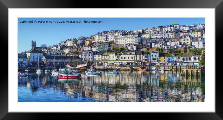Winter Reflections In Brixham Harbour Framed Mounted Print by Peter F Hunt