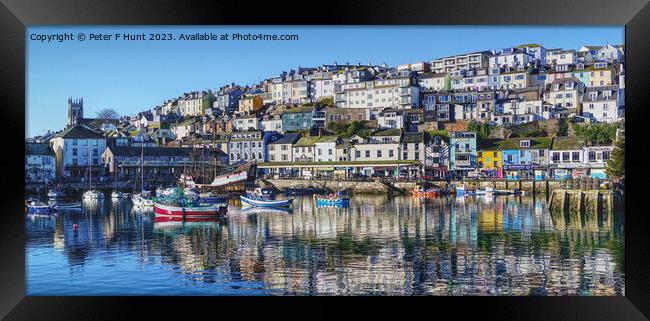 Winter Reflections In Brixham Harbour Framed Print by Peter F Hunt