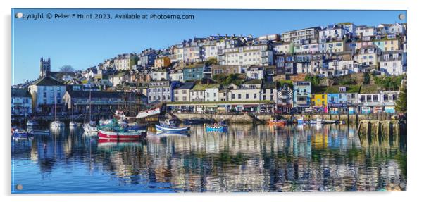 Winter Reflections In Brixham Harbour Acrylic by Peter F Hunt