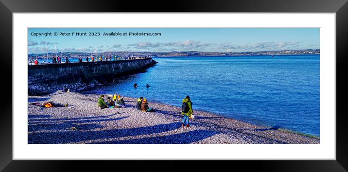 Winter At Breakwater Beach Brixham Framed Mounted Print by Peter F Hunt