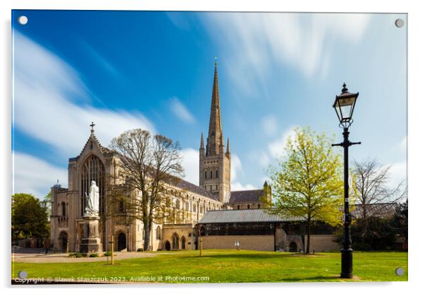 Norwich Cathedral Acrylic by Slawek Staszczuk