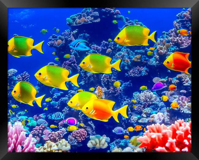 A Vibrant Coral Reef Ecosystem Framed Print by Roger Mechan
