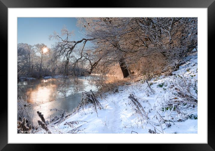 Sunrise over the River Teviot after snow in the Scottish Borders Framed Mounted Print by Dave Collins