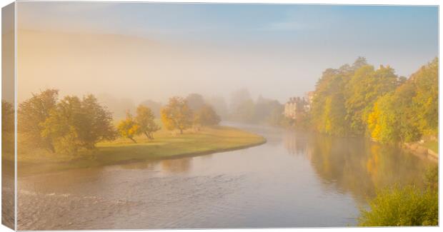 Misty morning at Carrog Canvas Print by Clive Ashton