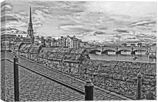 Ayr , town and bridges (Abstract)  Canvas Print by Allan Durward Photography
