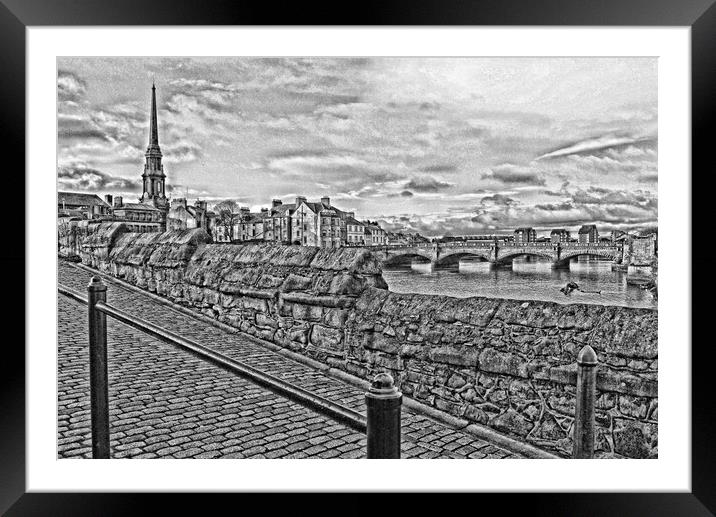 Ayr , town and bridges (Abstract)  Framed Mounted Print by Allan Durward Photography