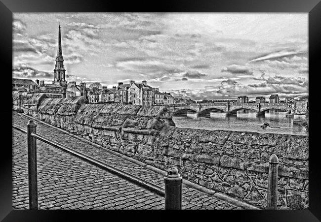 Ayr , town and bridges (Abstract)  Framed Print by Allan Durward Photography