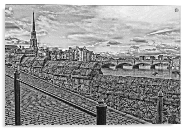Ayr , town and bridges (Abstract)  Acrylic by Allan Durward Photography