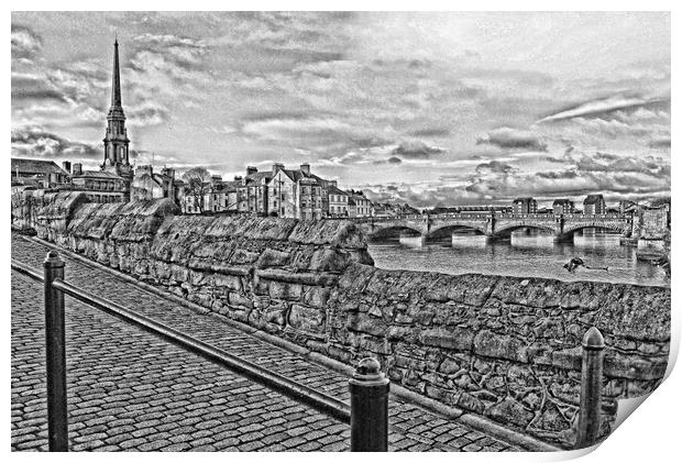 Ayr , town and bridges (Abstract)  Print by Allan Durward Photography