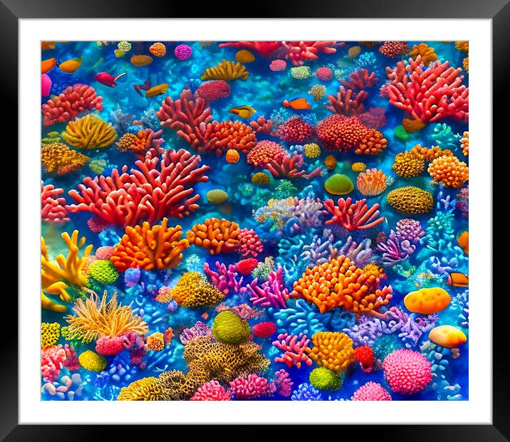 Vibrant Life Beneath the Waves Framed Mounted Print by Roger Mechan