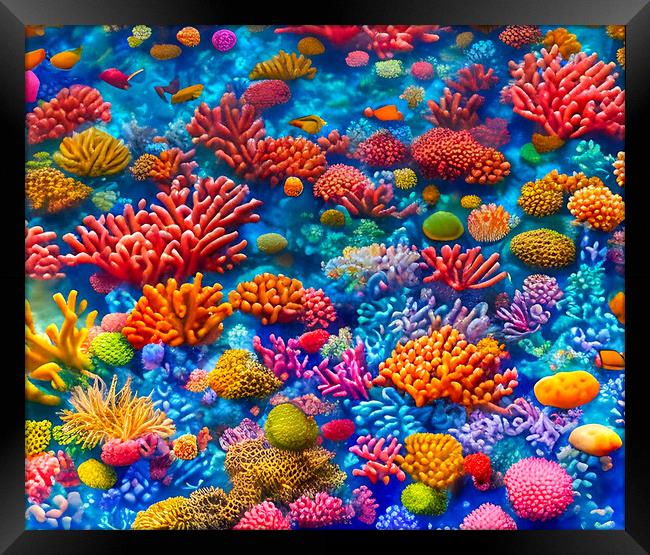 Vibrant Life Beneath the Waves Framed Print by Roger Mechan