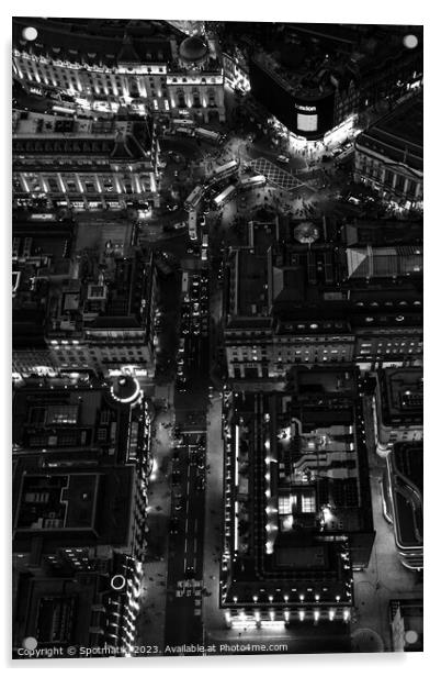 Aerial illuminated London view Piccadilly Circus Acrylic by Spotmatik 