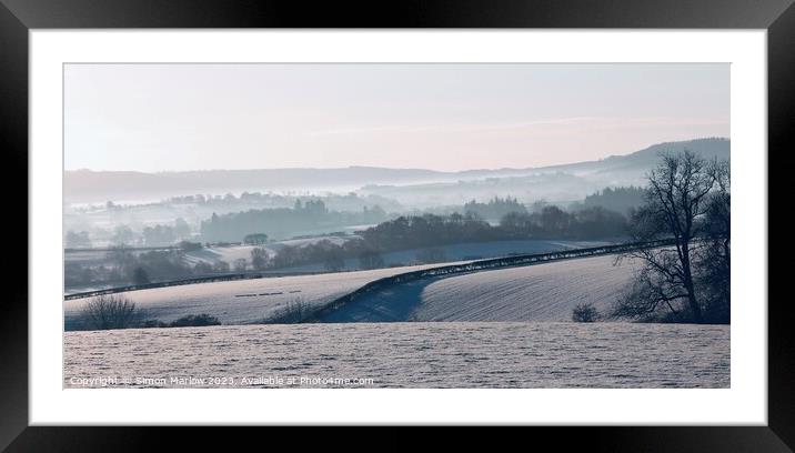 Shropshire Winter Landscape Framed Mounted Print by Simon Marlow