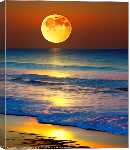 Moonlight Oceanview Canvas Print by Dina Rolle