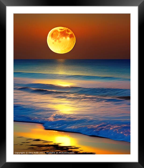 Moonlight Oceanview Framed Mounted Print by Dina Rolle