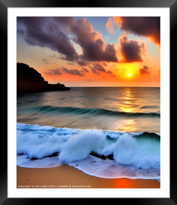 Tropical Ocean Sunset  Framed Mounted Print by Dina Rolle